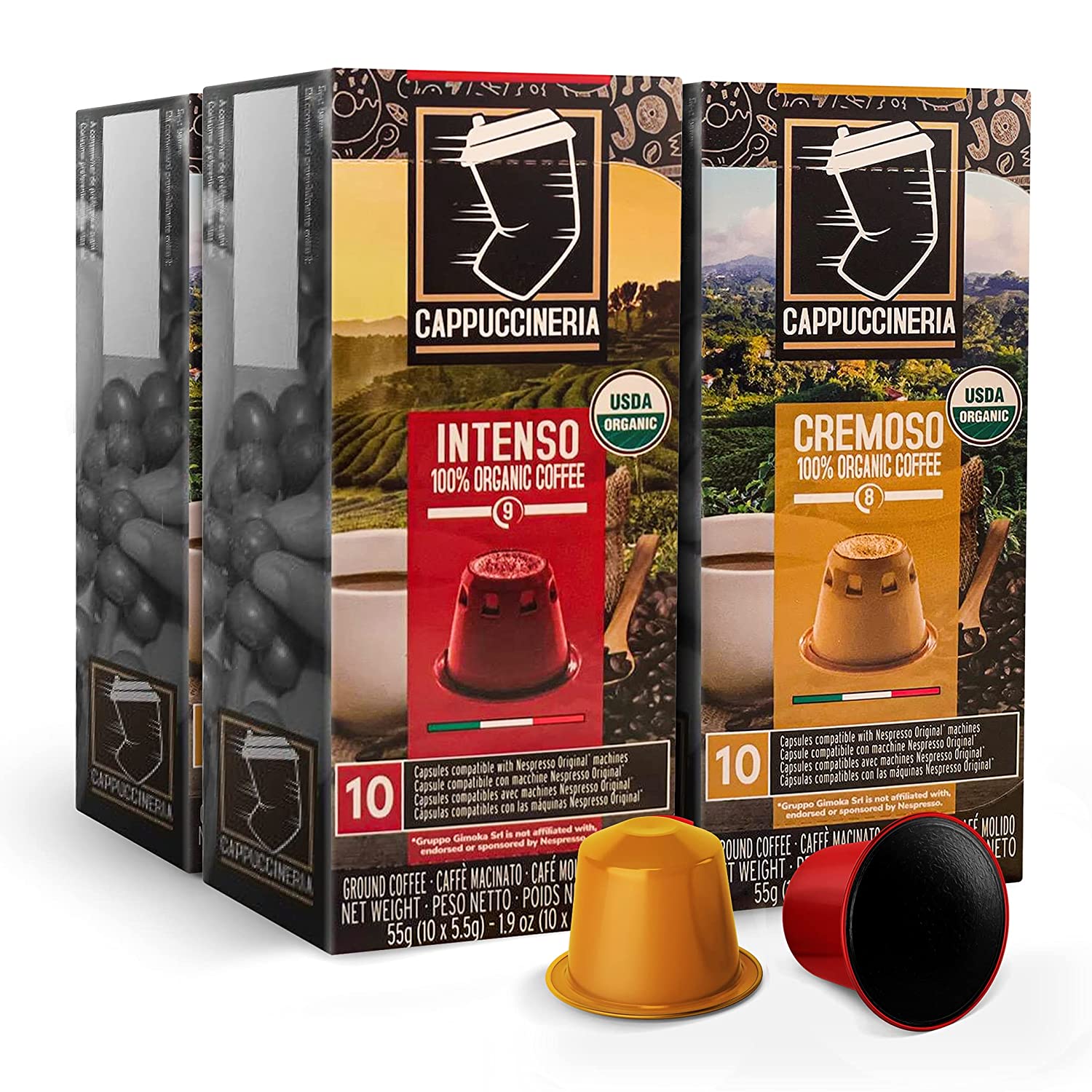 Cappuccineria Organic Nespresso Compatible Capsules / Intensity 8-9 / 40 Pods